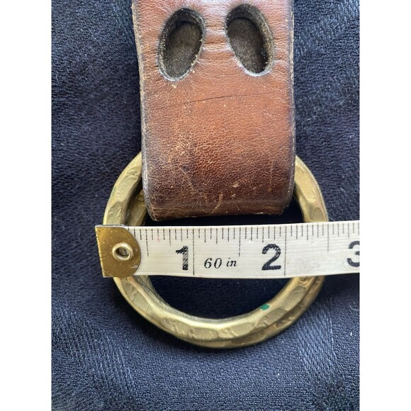 Vintage 60’s/70’s Leather Belt With Double Solid Brass Buckle. Daisy Cutout. OS. - Picture 6 of 15